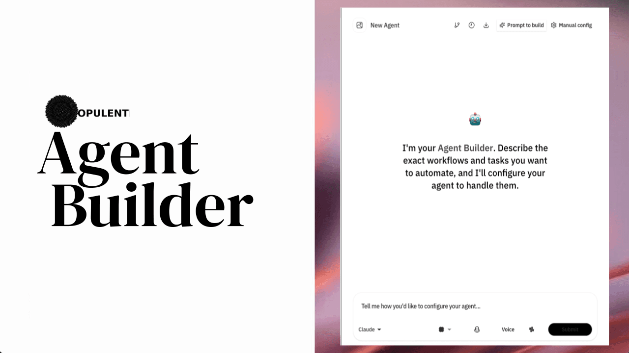 Agent Builder dashboard overview with build, test, and deploy controls