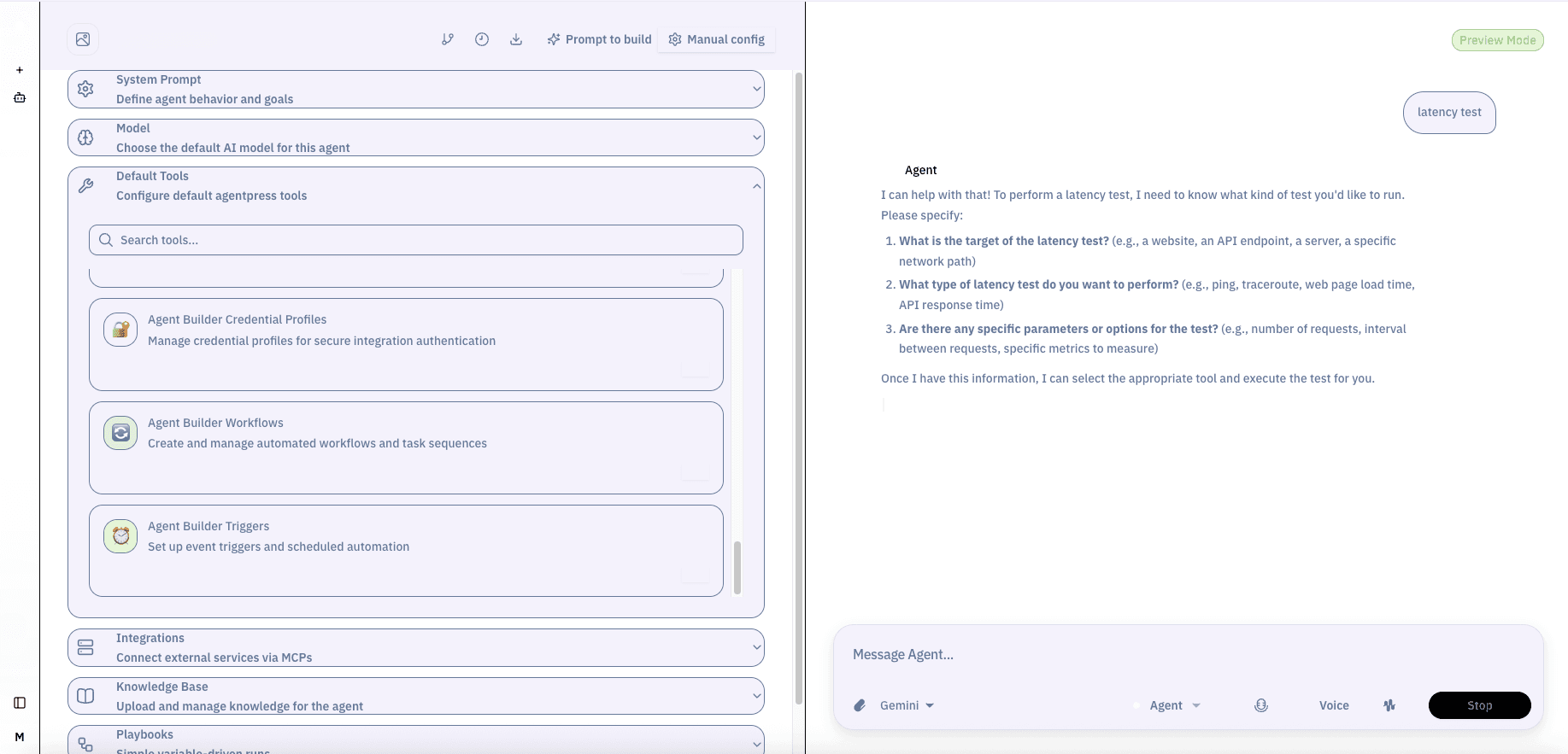 System instructions editor with live token counter and preview